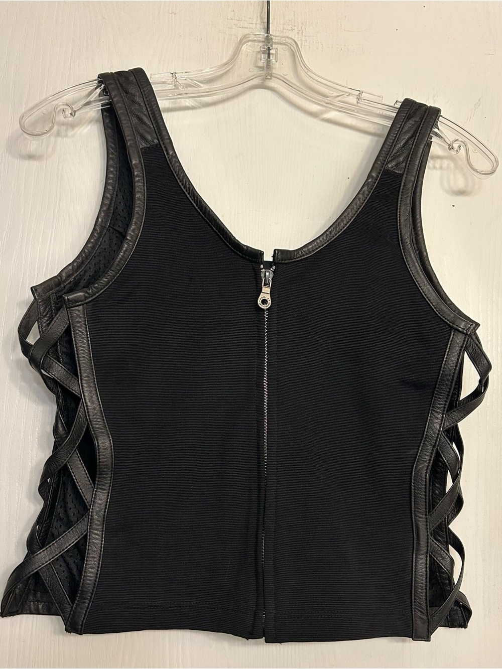 Harley-Davidson Leather Bikercore Cycle Ladies Black Tank/Vest, Size Medium.